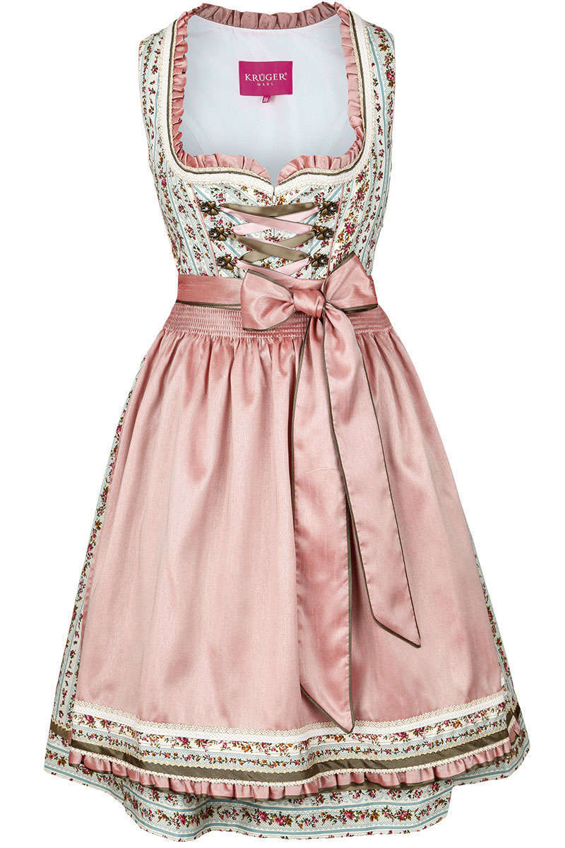 Vintage-Retro Mini Dirndl creme rosa