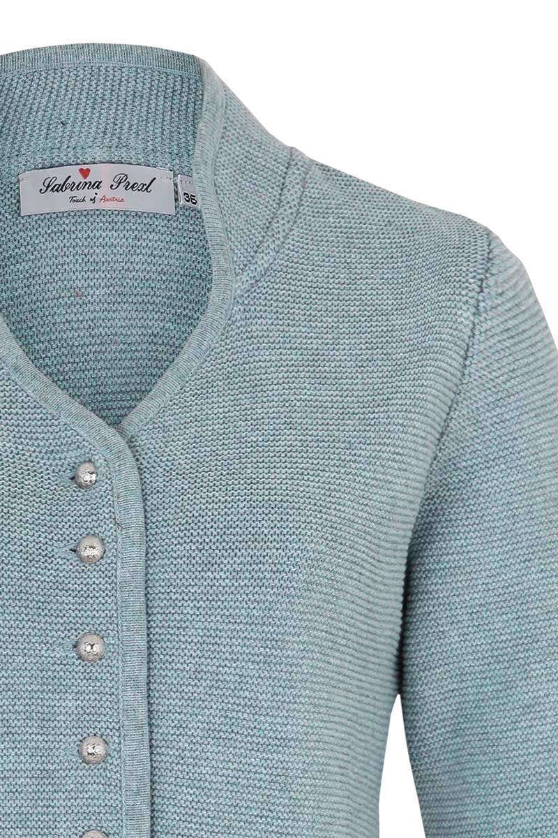 Dirndlstrickjacke mit Stehkragen hellblau Bild 2