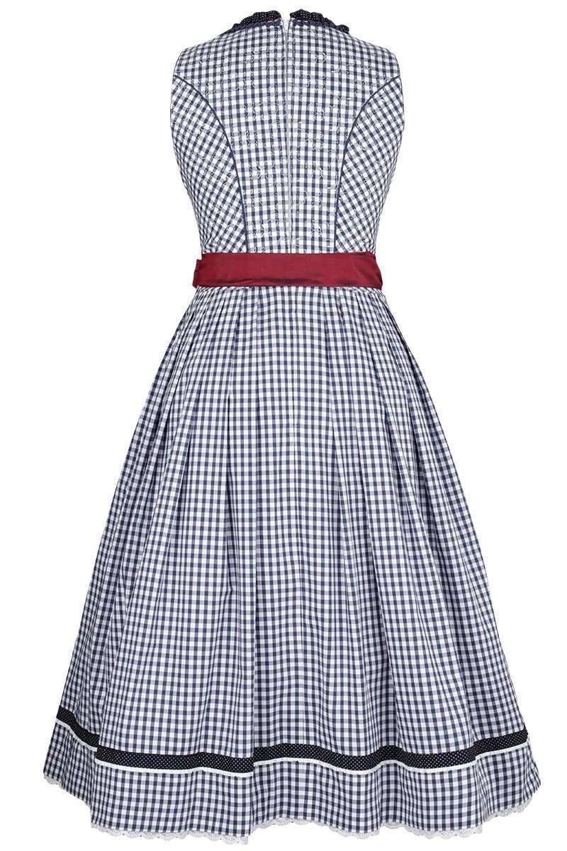 Dirndl midi kariert marineblau weinrot Bild 2