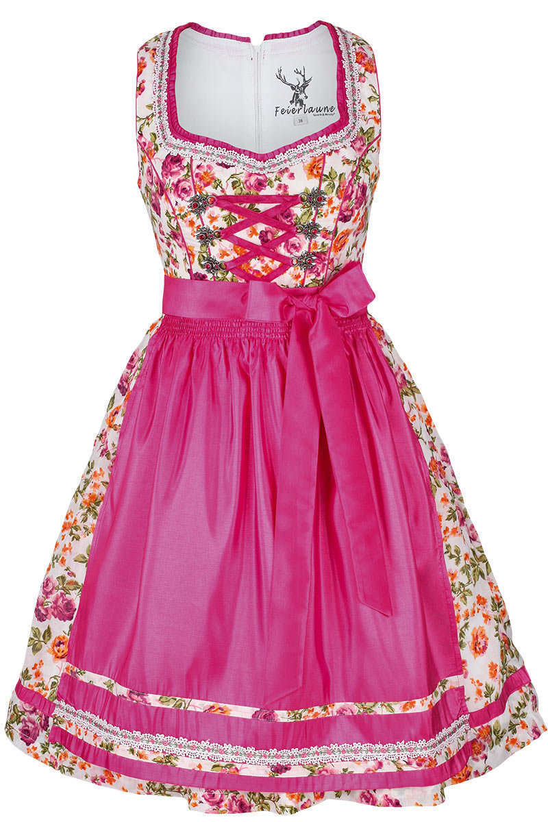 kurzes Blumenprint-Dirndl pink