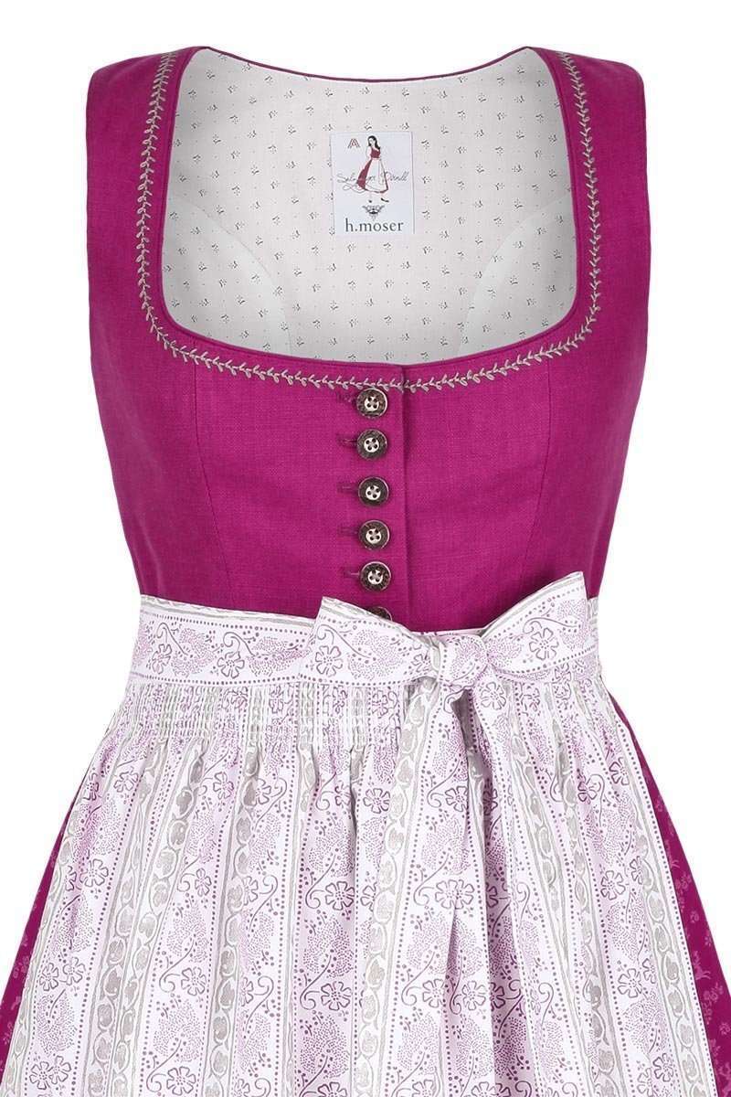 Leinen Baumwoll Dirndl lang pink Bild 2