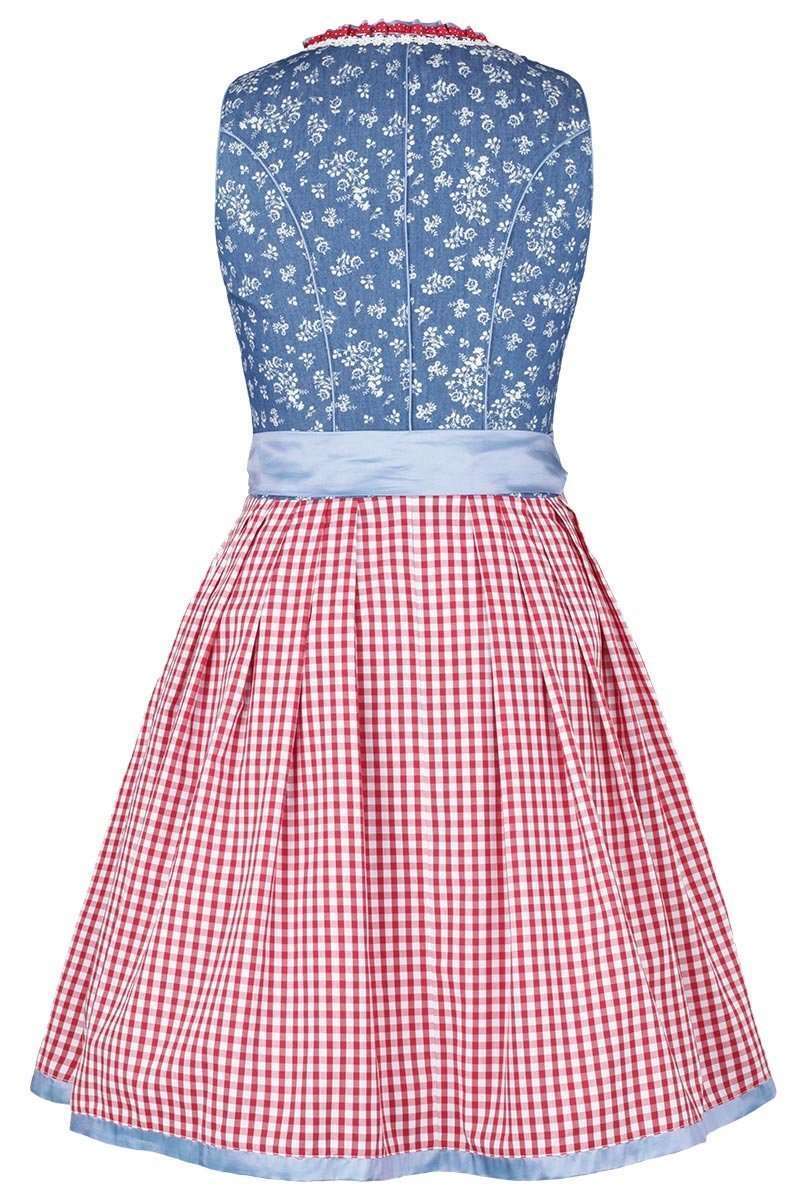 Dirndl mini jeansblau rot Bild 2