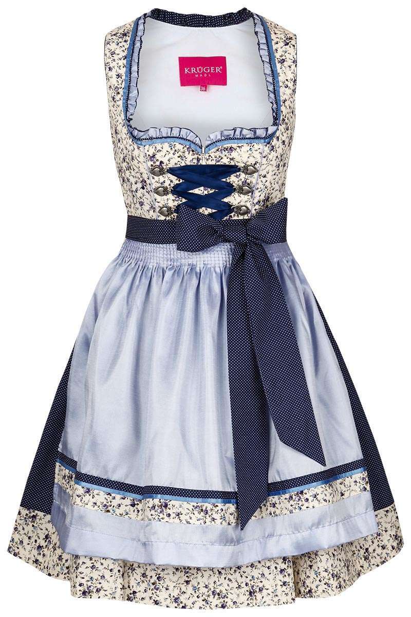 Mini Dirndl Blumenprint creme blau