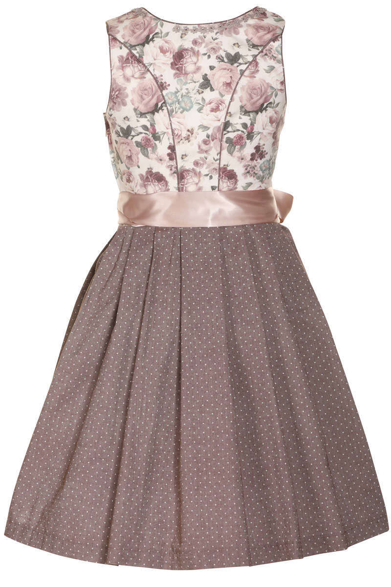 Dirndl mini Spitzenschrze creme mauve Bild 2