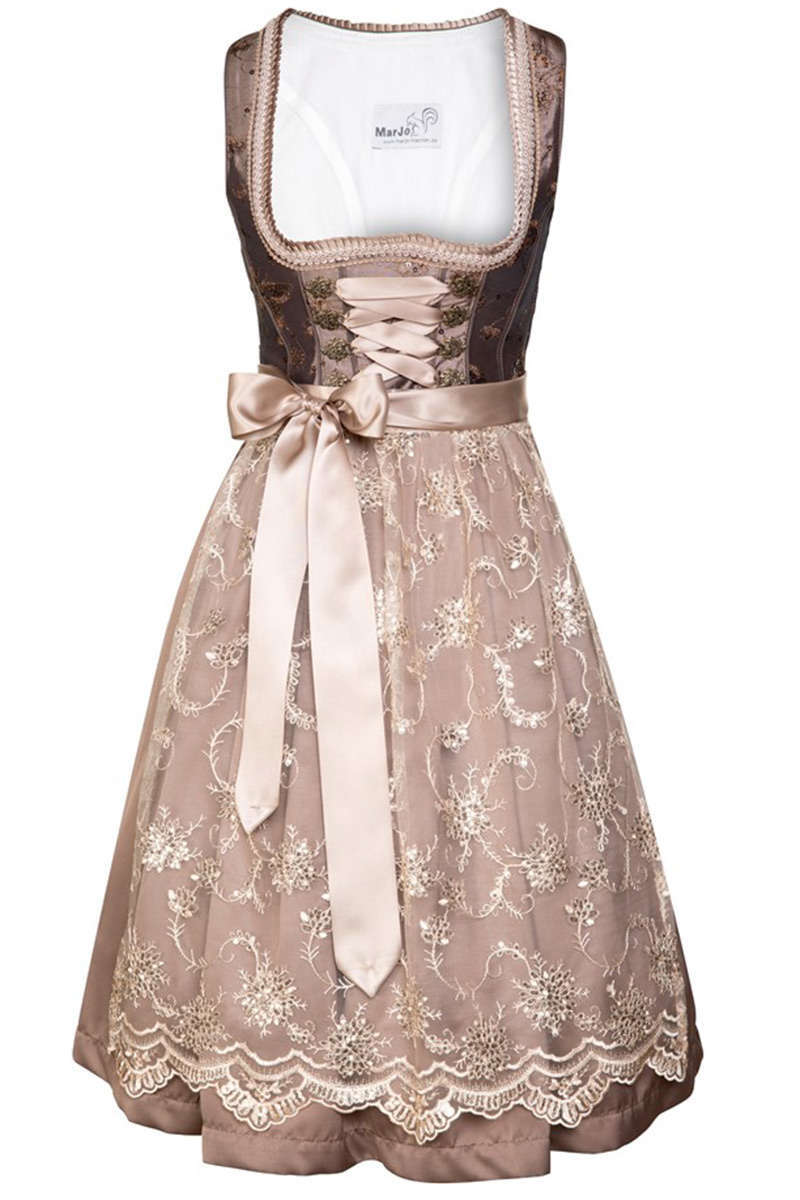 Dirndl midi Spitzenschrze nougat