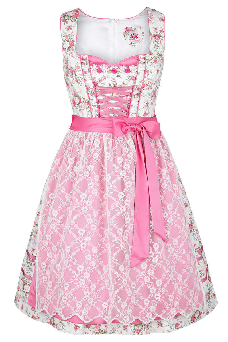 Dirndl Spitzen-/ Doppelschrze Blumen rosa