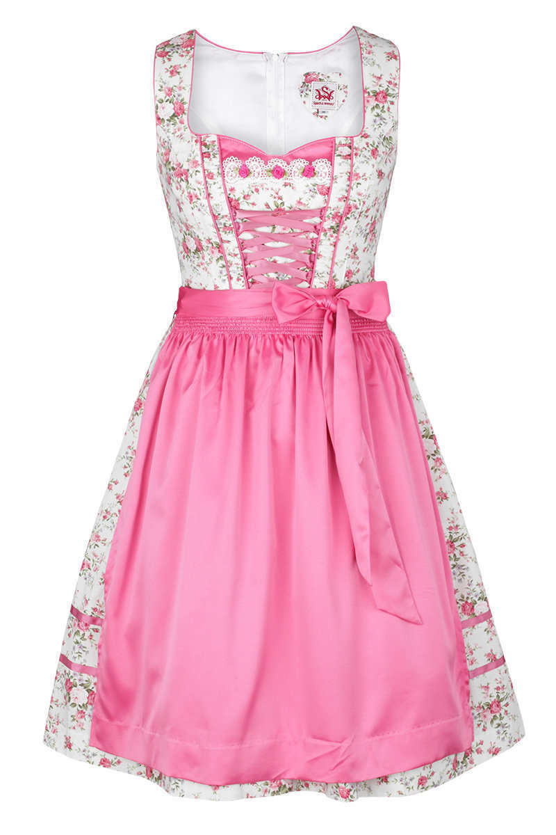 Dirndl Spitzen-/ Doppelschrze Blumen rosa Bild 2