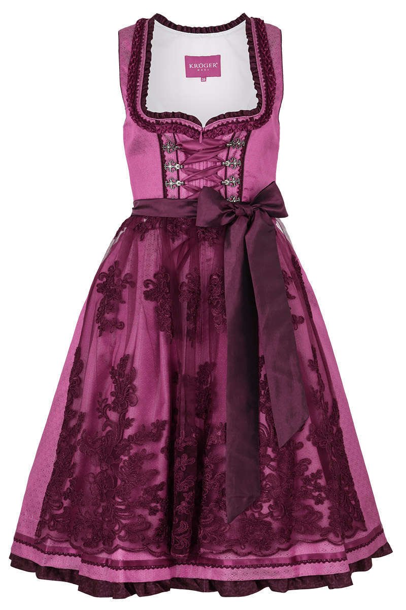 Dirndl mit Spitzenschrze pink