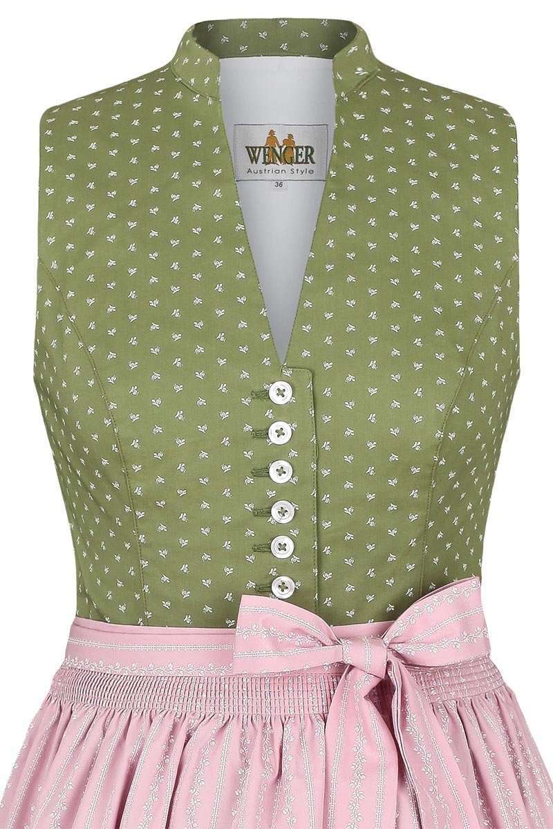 Dirndl hochgeschlossen Stretch oliv ros Bild 2