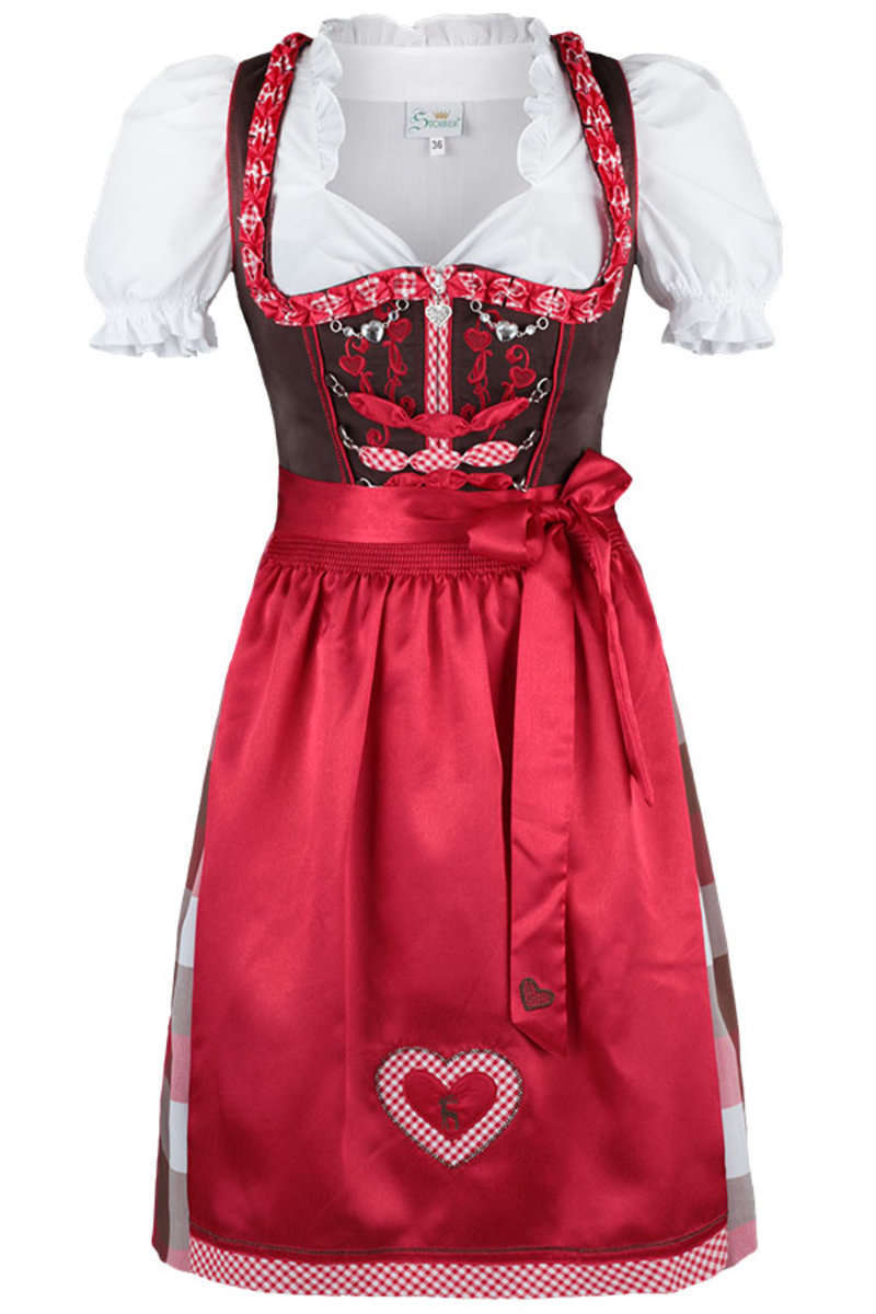 Dirndl kurz rot braun 'Iris'