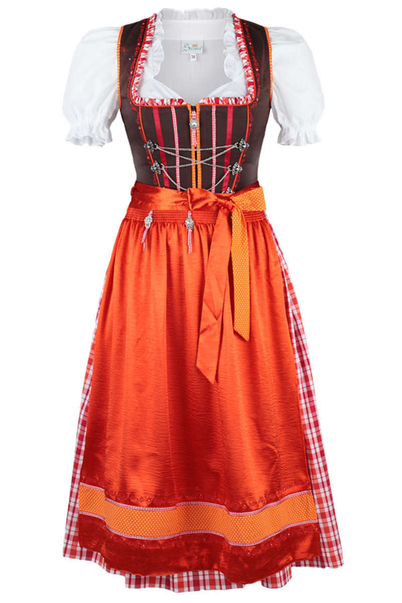 Dirndl mittel orange braun 'Svenja'