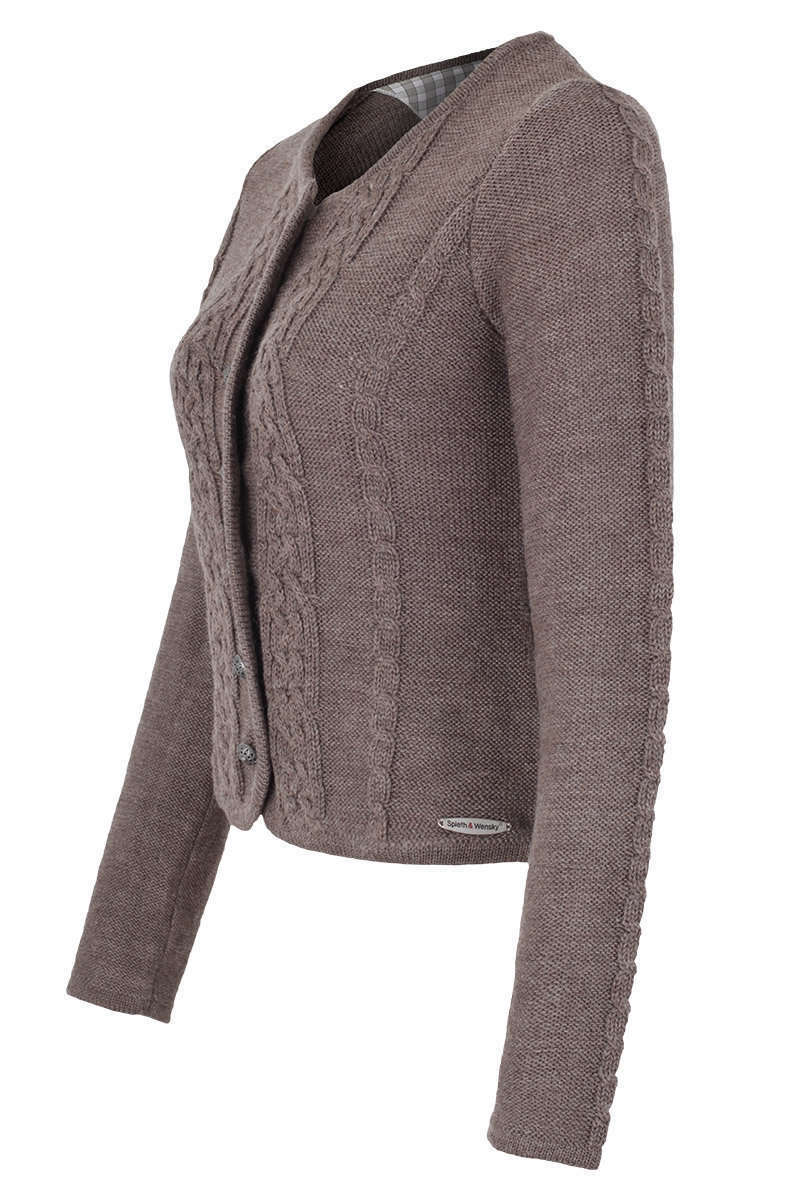 Damen Trachten Strickjacke mit Zopfmuster braun Bild 2