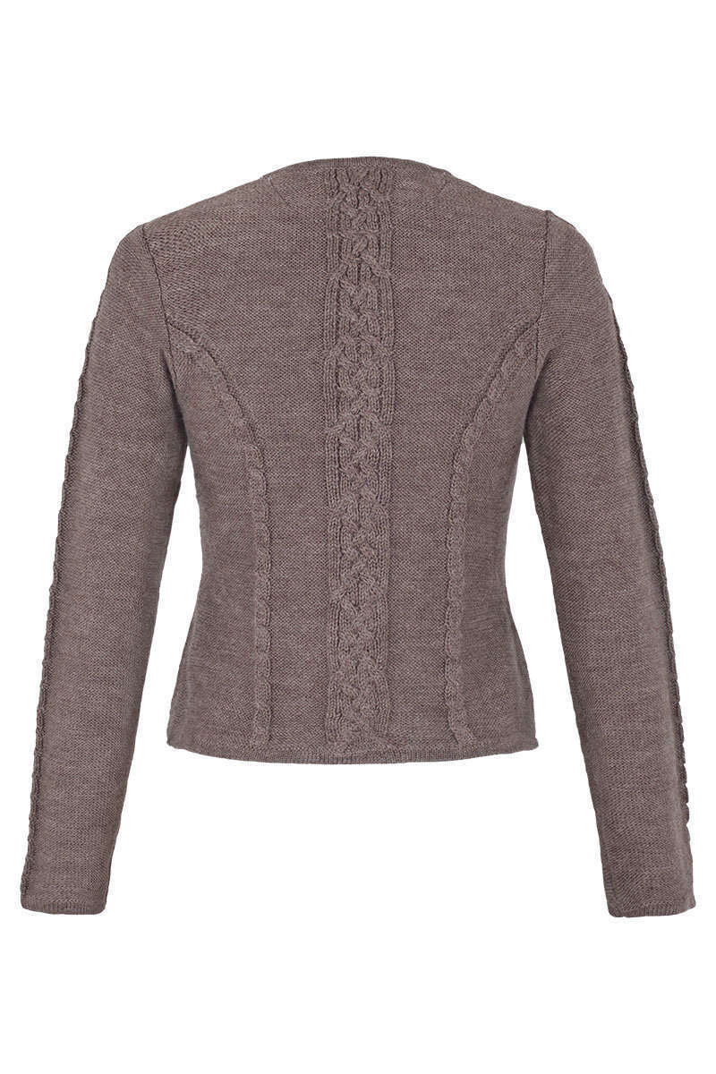 Damen Trachten Strickjacke mit Zopfmuster braun Bild 2