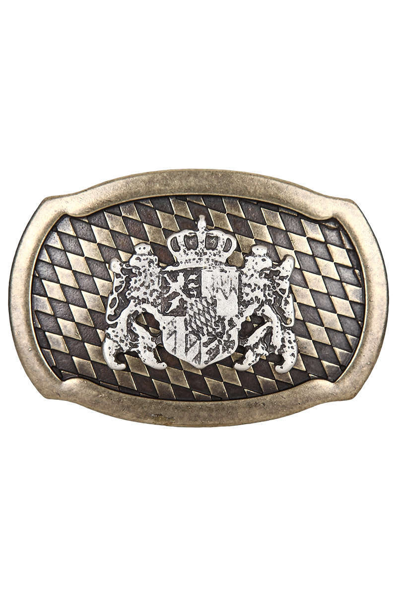 Herren Trachtengürtel olivbraun bayrischem Wappen altmessing Bild 2