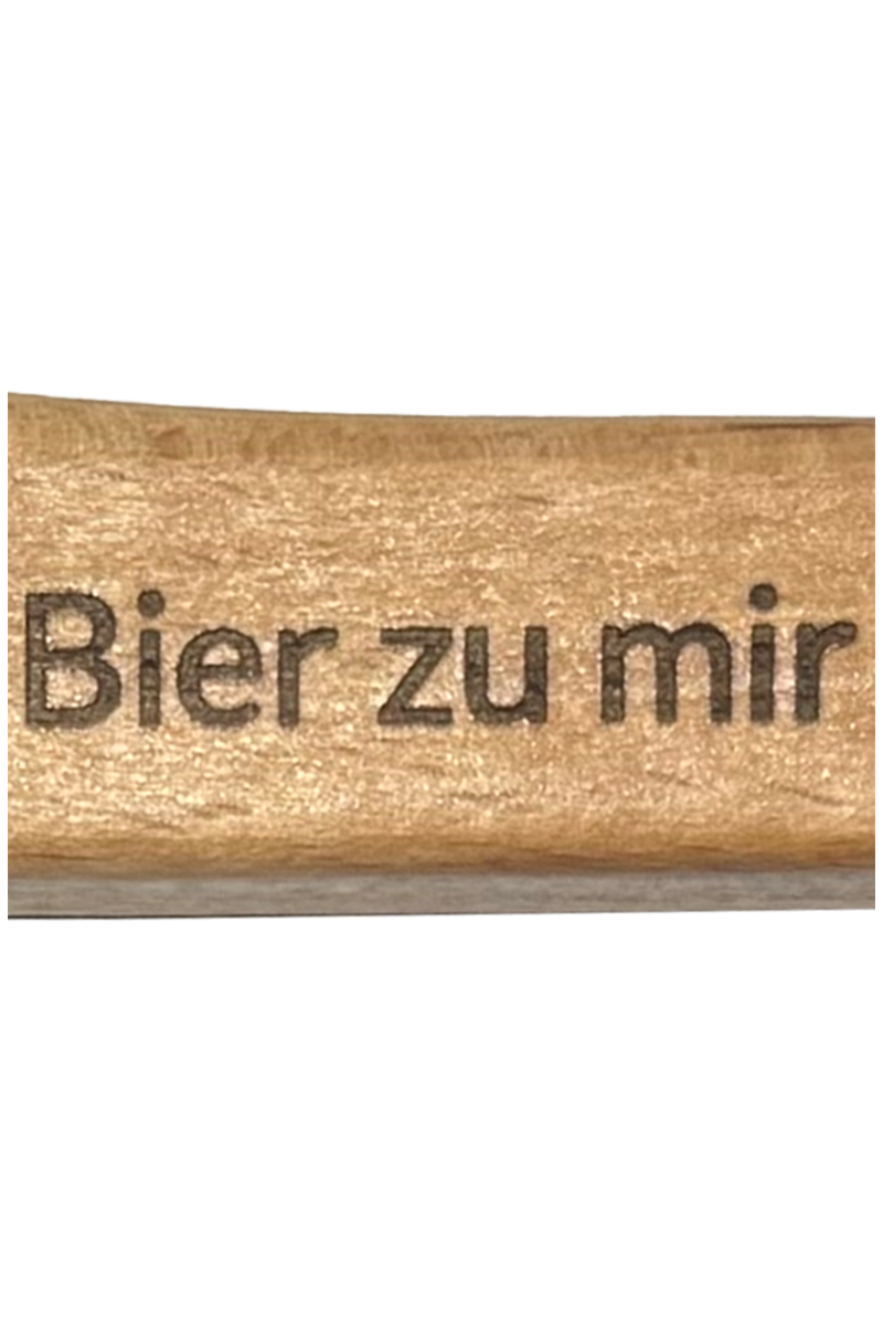 Flaschenffner Holz mit Nagel und Magneten 'Bier zu mir' Bild 2