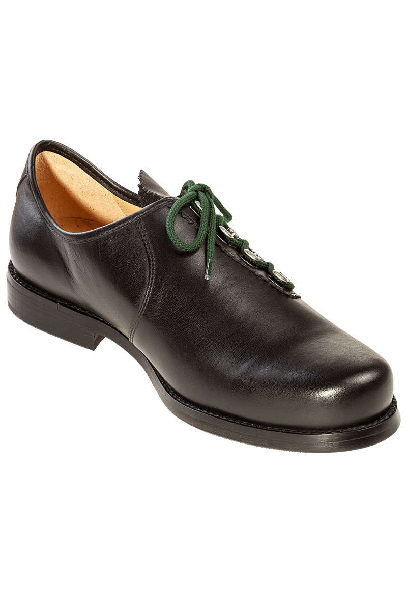Trachten Haferl-Schuh schwarz mit grünem Schnürsenkel Bild 2