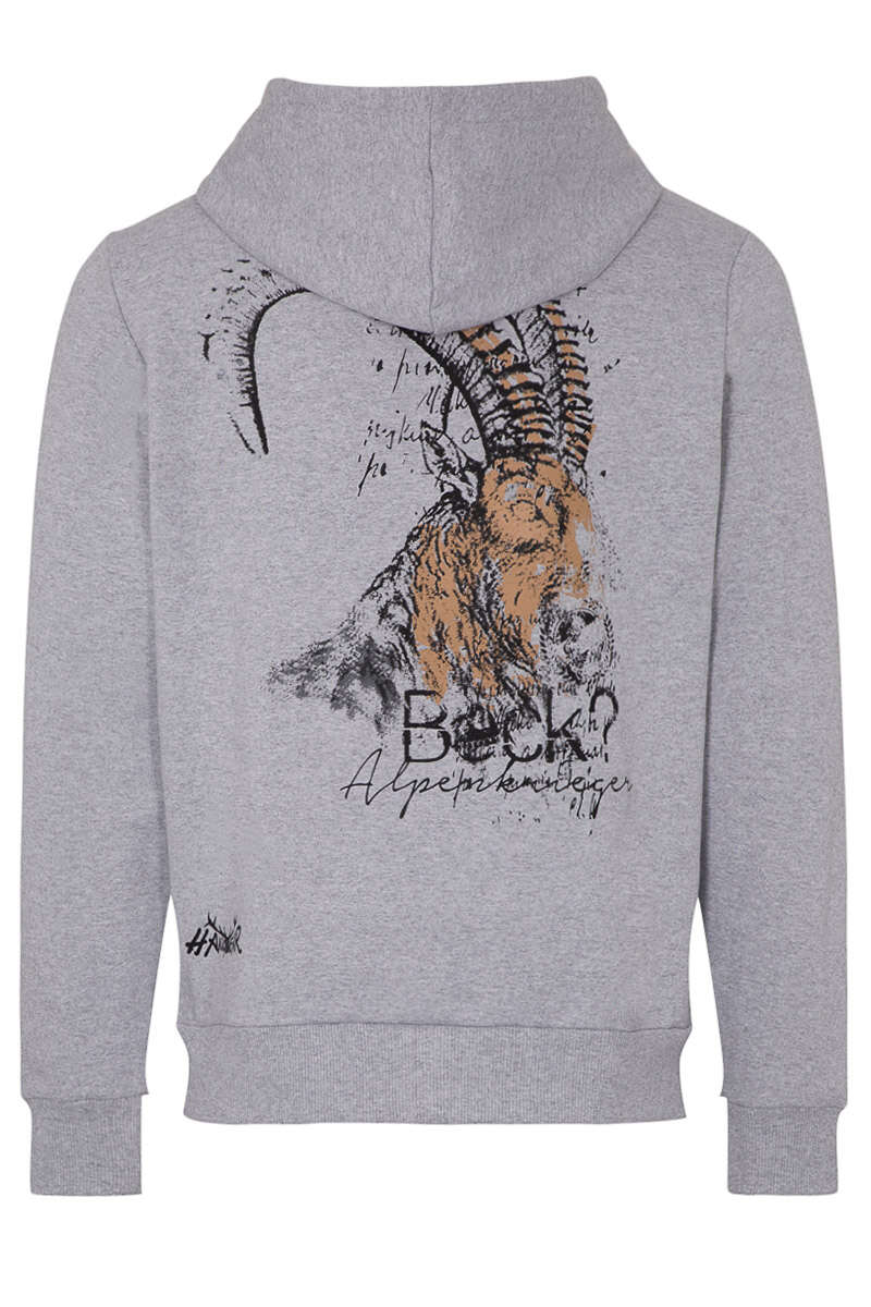 Herren Hoodie Steinbock grau Bild 2