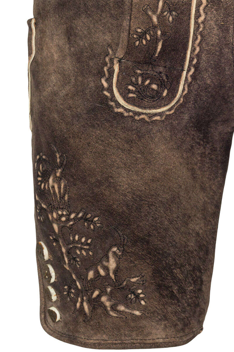 Kurze Trachten Lederhose mit Gürtel marone, Stickerei schwarz Bild 2