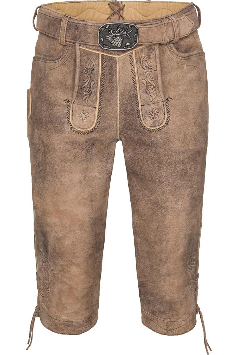 Herren Lederhose Kniebund bestickt mit Grtel lombock/schwarz Bild 2