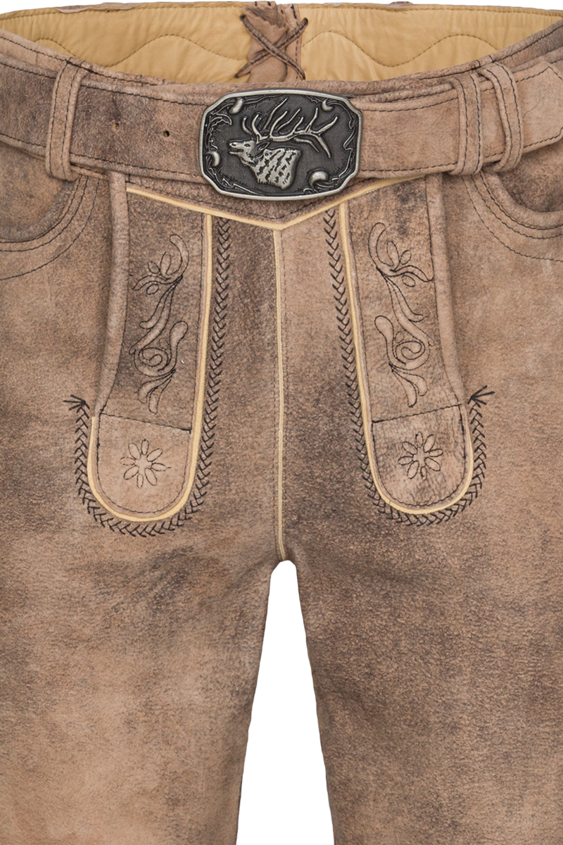 Herren Lederhose Kniebund bestickt mit Grtel lombock/schwarz Bild 2