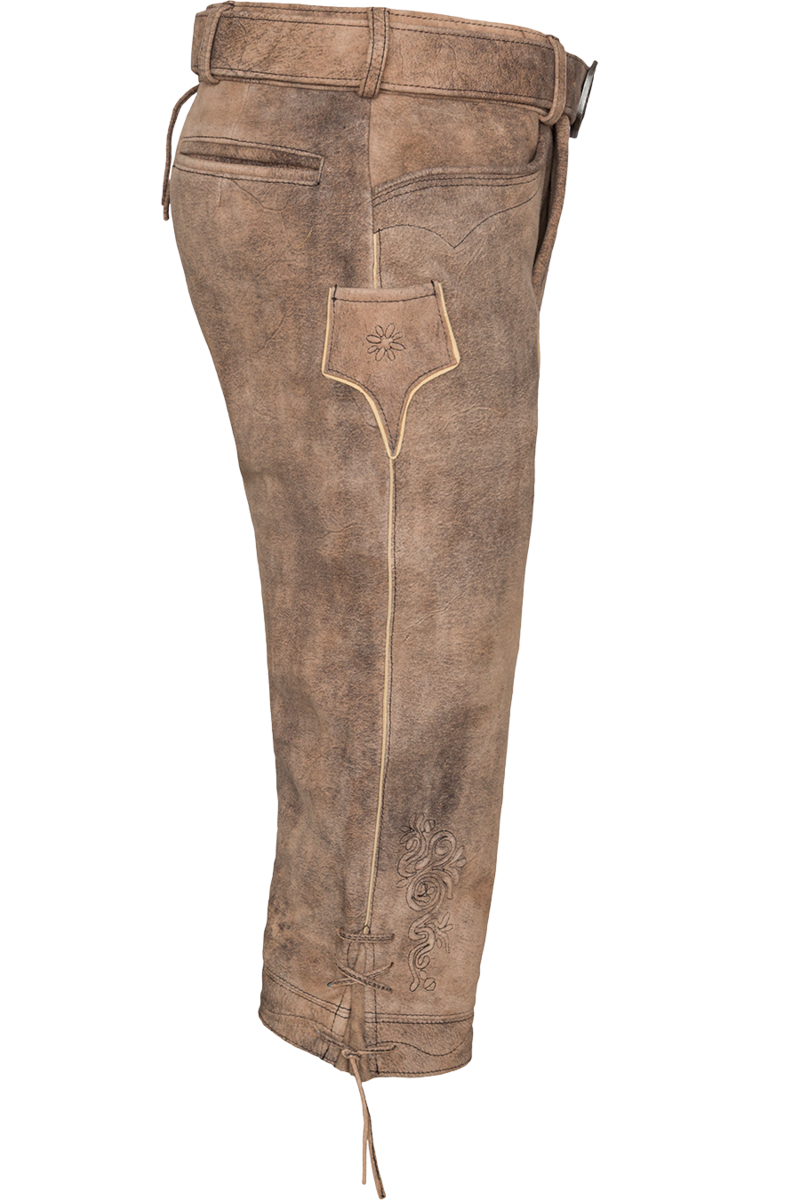 Herren Lederhose Kniebund bestickt mit Grtel lombock/schwarz Bild 2