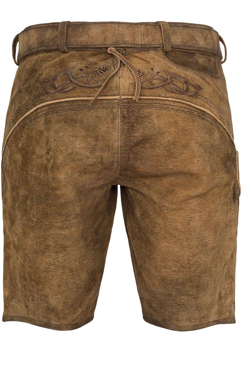 Kurze Lederhose mit Stickerei mandelbraun Bild 2