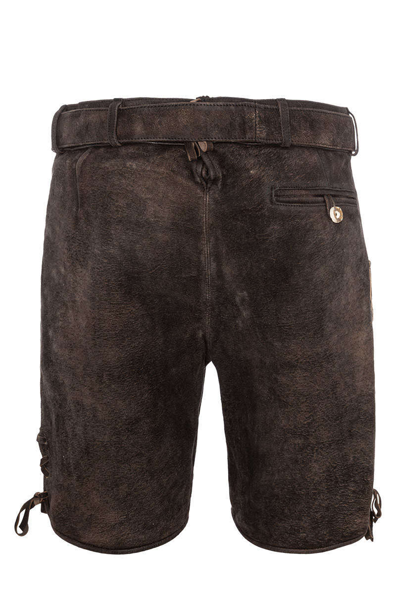 Lederhose kurz Wildbock mit Grtel und Trger dunkelbraun Bild 2