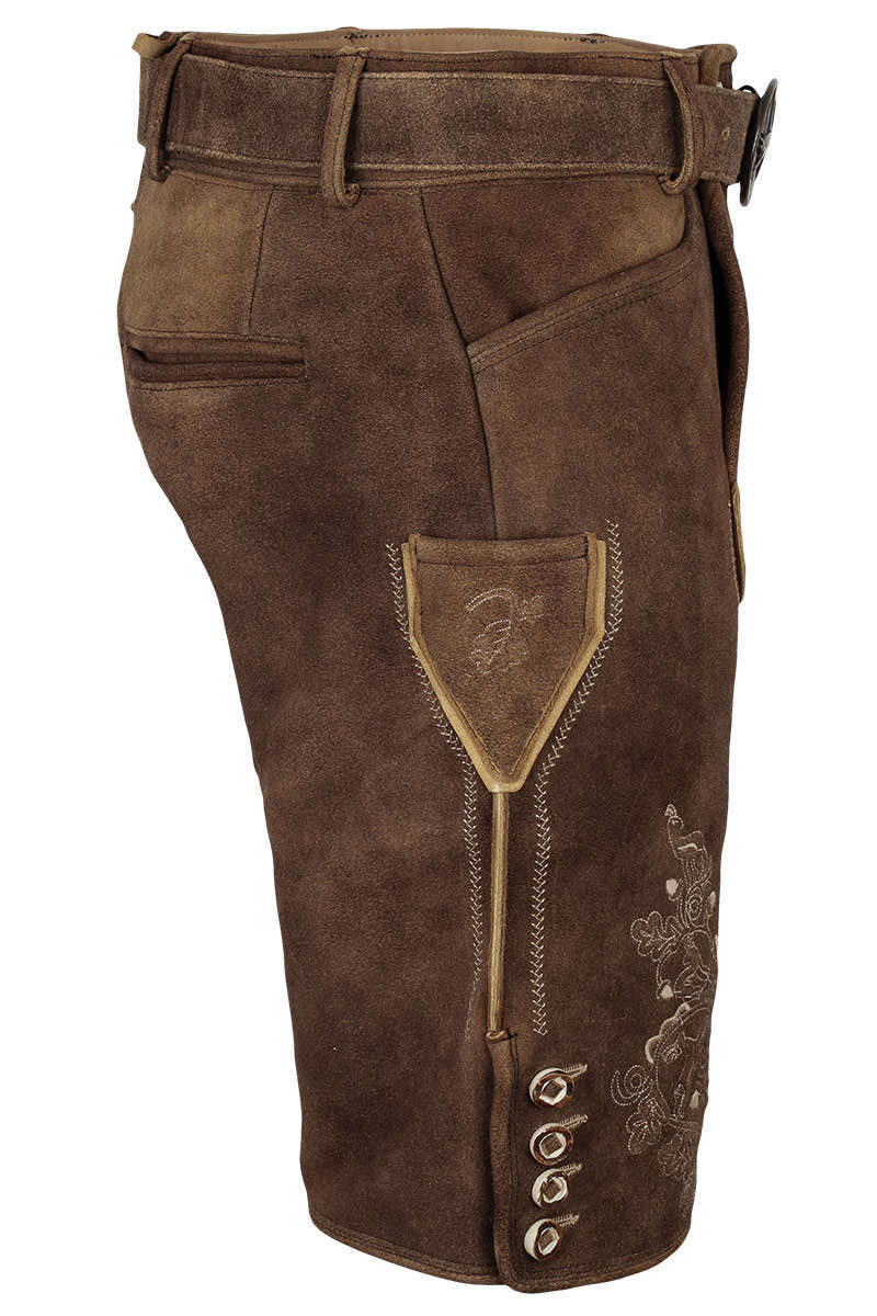 Herren Hirsch-Lederhose kurz mit Grtel beige braun Bild 2