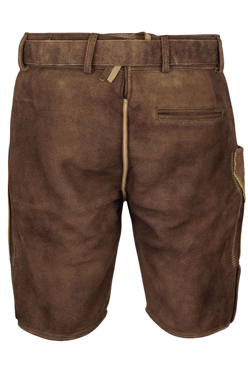 Herren Hirsch-Lederhose kurz mit Grtel beige braun Bild 2