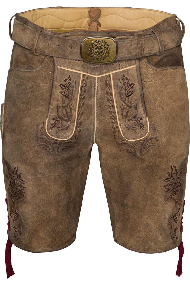 Herren FCB-Lederhose kurz mit Grtel zeder/braun Bild 2
