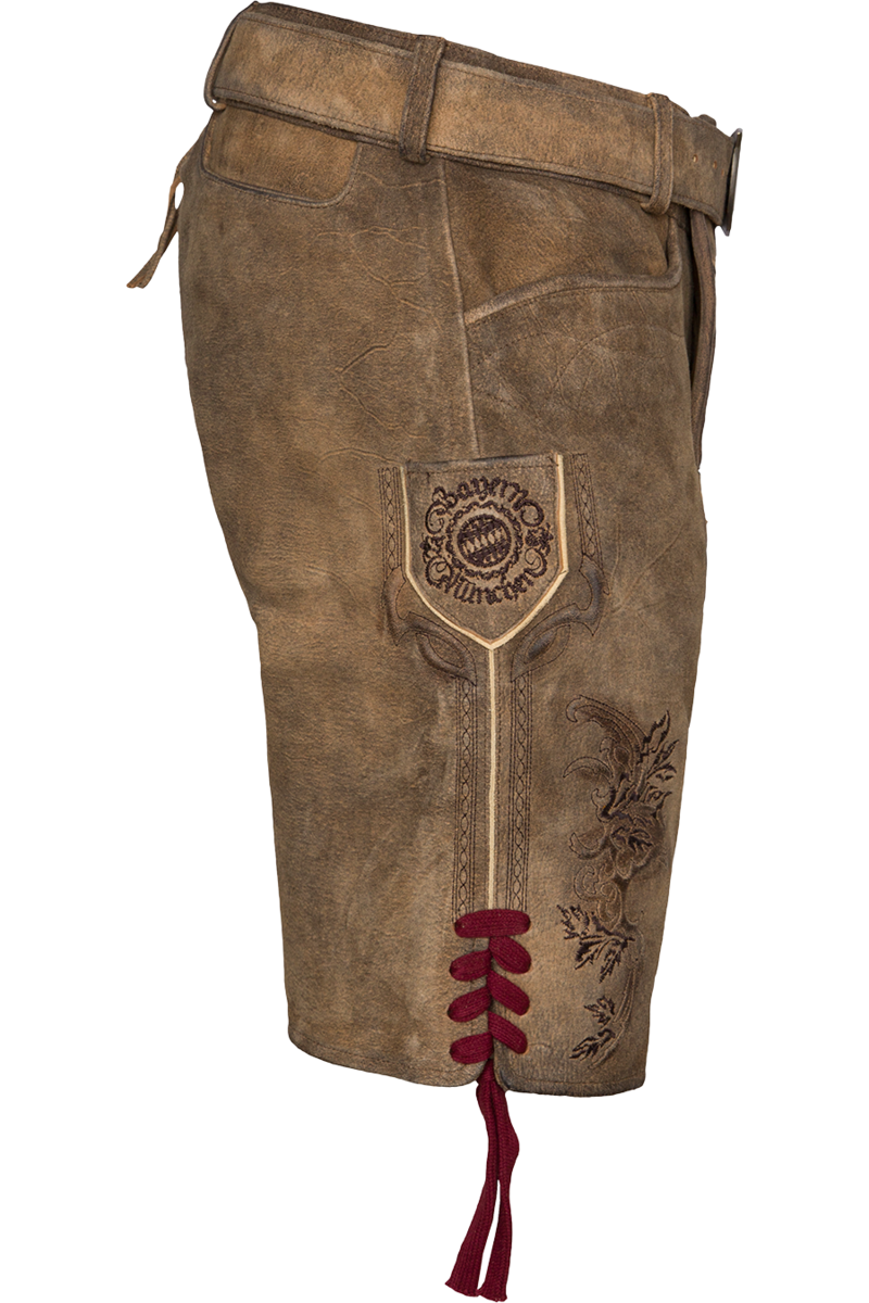 Herren FCB-Lederhose kurz mit Grtel zeder/braun Bild 2