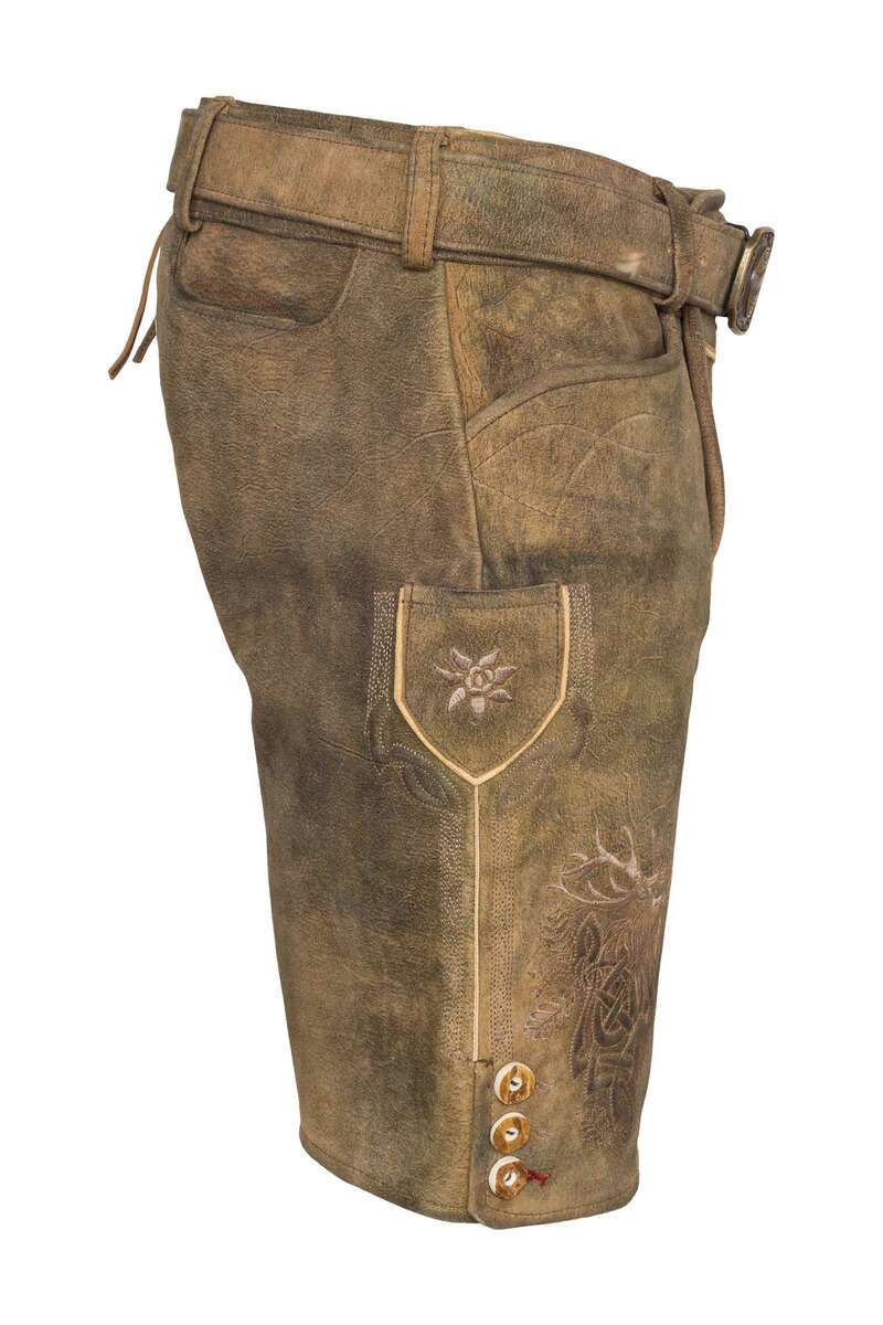 Herren FCB-Lederhose bestickt kurz zeder stein Bild 2