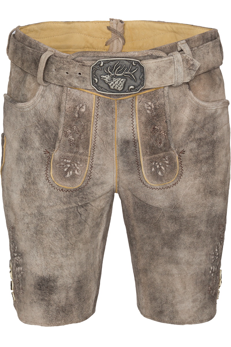 Herren Lederhose kurz bestickt mit Grtel oxford/st braun Bild 2