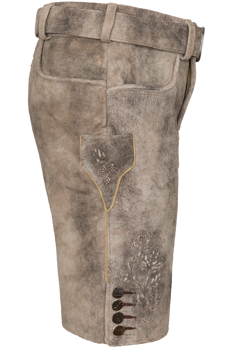 Herren Lederhose kurz bestickt mit Grtel oxford/st braun Bild 2