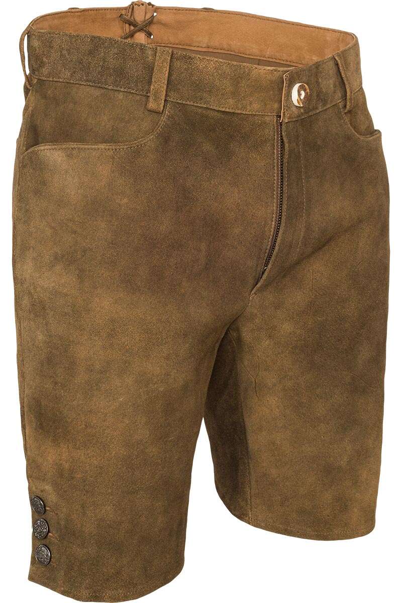 Kurze Lederhose unbestickt biberbraun