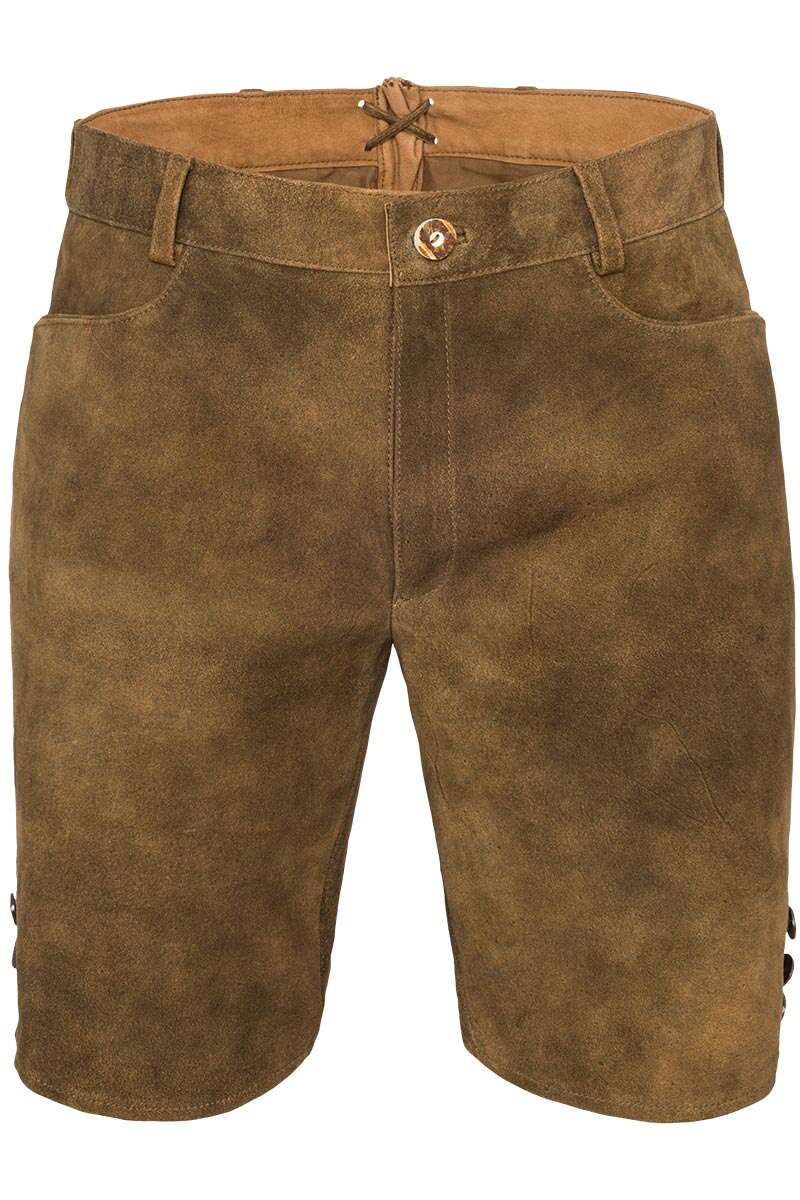 Kurze Lederhose unbestickt biberbraun Bild 2