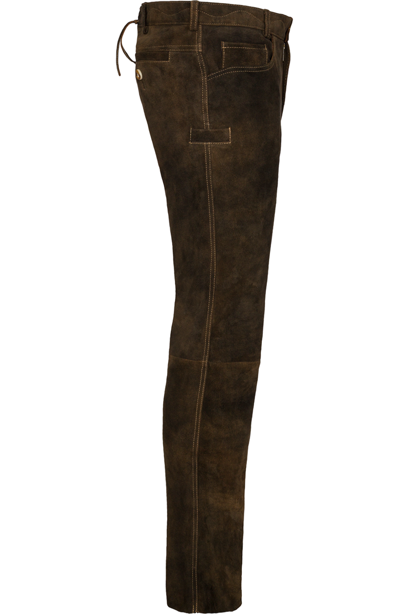 Herren Lederhose lang aus Wildbockleder nutria Bild 2