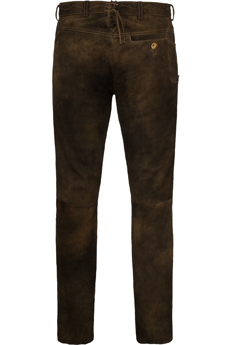 Herren Lederhose lang aus Wildbockleder nutria Bild 2