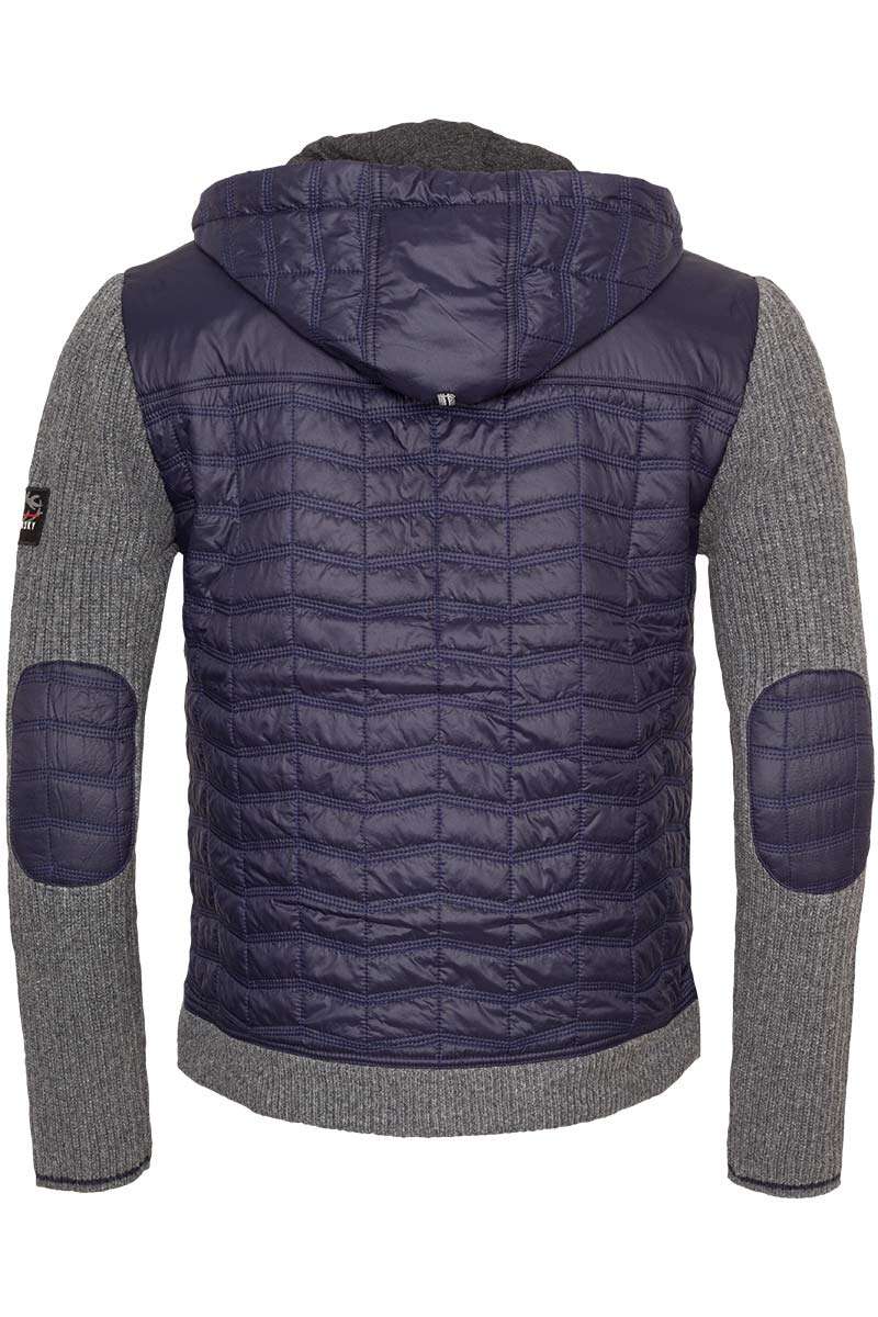 Herren-Steppjacke mit Strick und abnehmbarer Kapuze nachtblau grau Bild 2