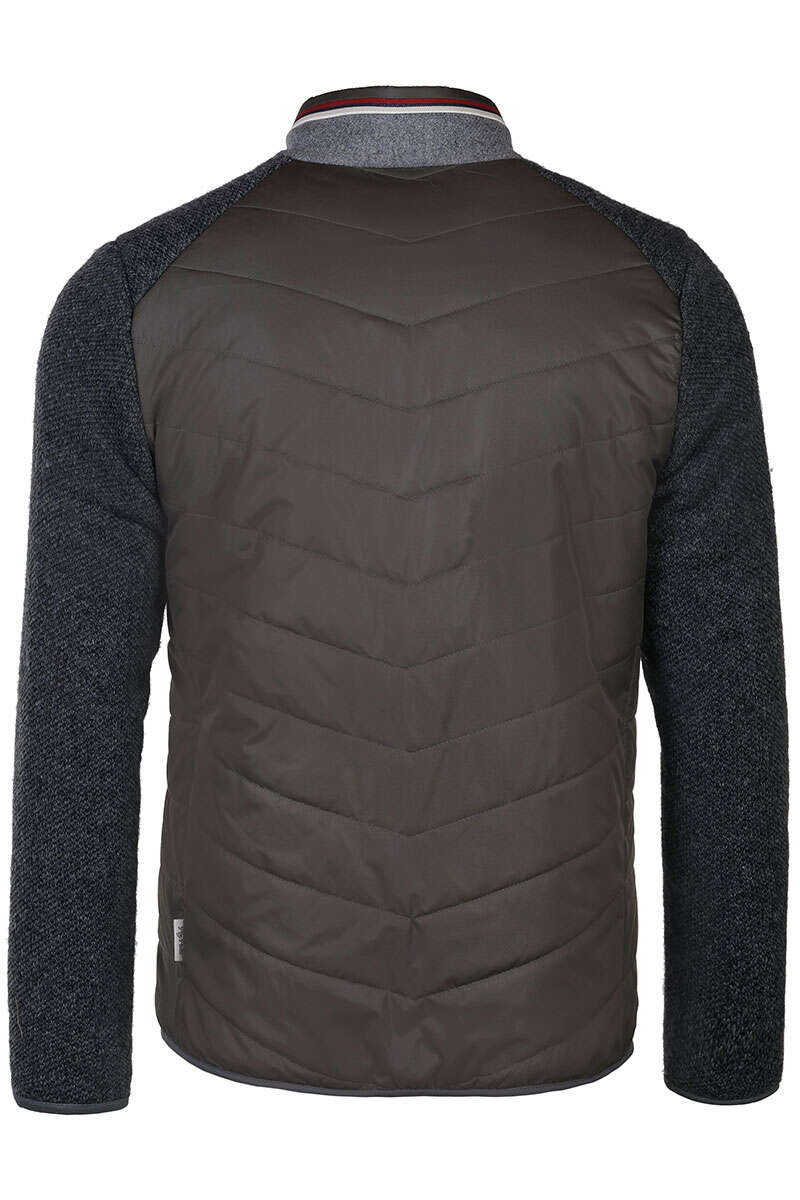 Herren Steppjacke mit Strick und Stehkragen oliv grau Bild 2