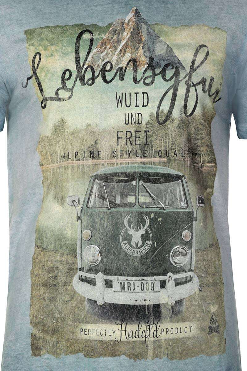 Herren Trachten-T-Shirt 'Lebengsgfui' blau Bild 2