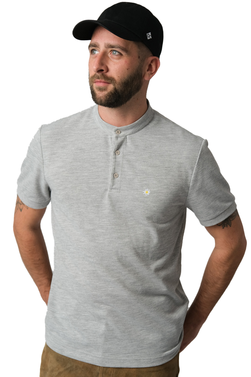 Herren Polo-Shirt Edelwei hellgrau Bild 2