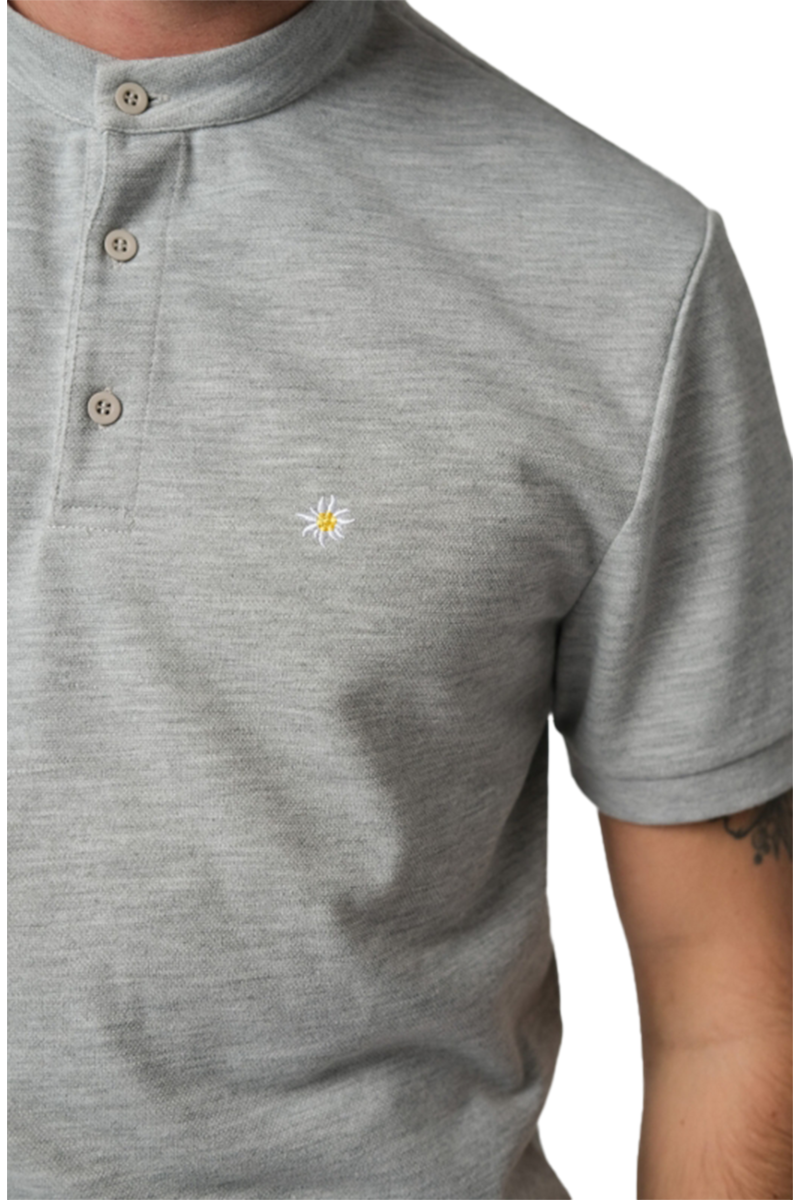Herren Polo-Shirt Edelwei hellgrau Bild 2