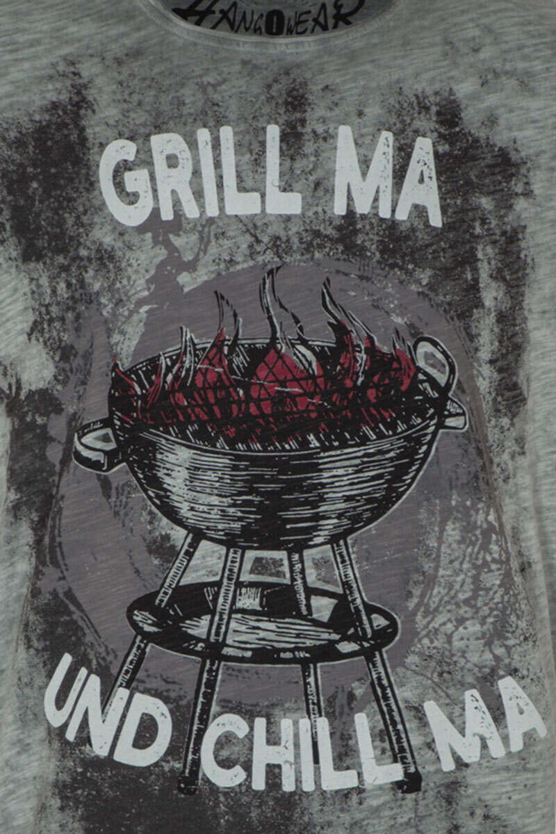 Herren T-Shirt mit Grill und Chill anthrazit Bild 2