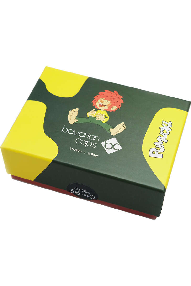 2 Paar Socken in Sockenbox fr Damen, Herren und Kinder - mit Pumuckl in schwarz und blau Bild 2