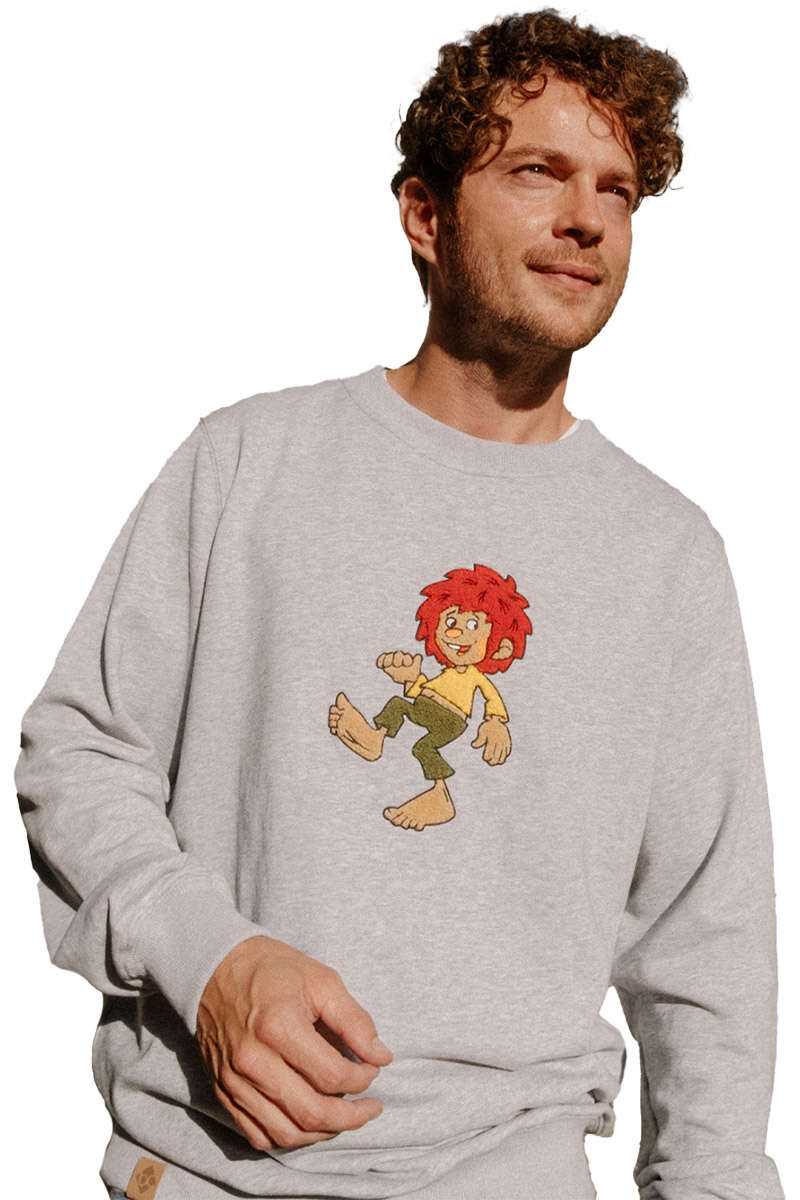 Herren Sweater 'Pumuckl' hellgrau Bild 2