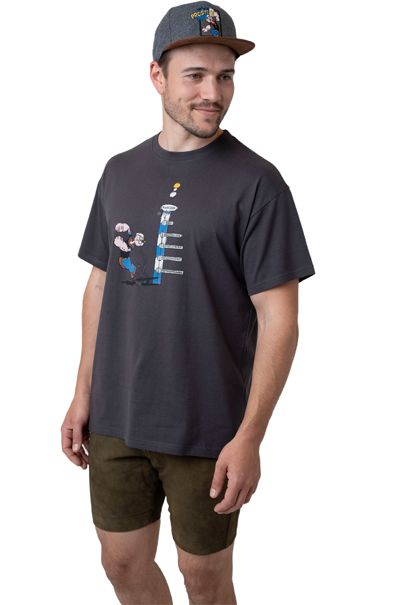 Herren T-Shirt 'Popeye haut den Lukas' dunkelgrau Bild 2