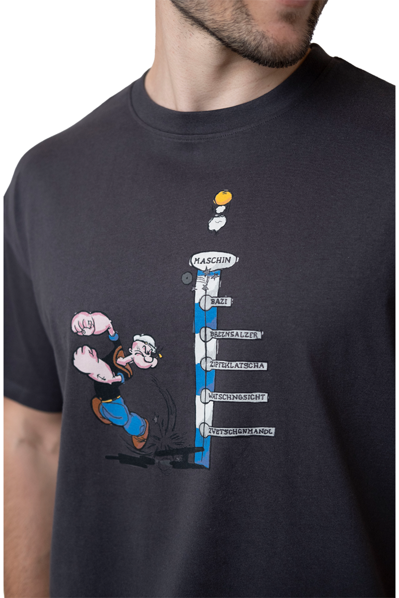 Herren T-Shirt 'Popeye haut den Lukas' dunkelgrau Bild 2
