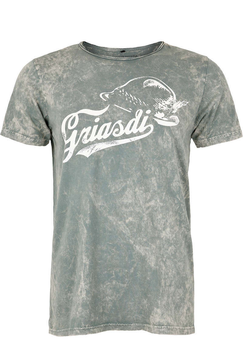 Herren Trachten T-Shirt  'Griasdi' grau