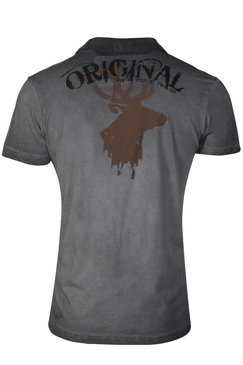 Herren Trachten Polo-Shirt 'Original' grau Bild 2